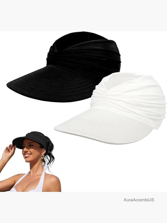 UPF 50+ UV Protection Sun Visor Hat Wide Brim Lightweight Foldable Ponytail Cap main image 6